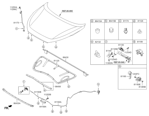 2016 Hyundai Tucson Hood Stay Rod Assembly Diagram for 81170-D3000