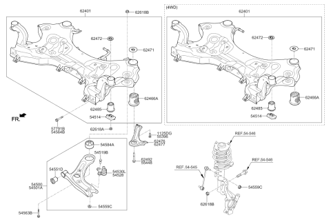 2016 Hyundai Tucson Ball Joint Assembly-Lower Arm RH Diagram for 54530-C1100