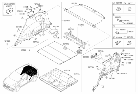 2018 Hyundai Tucson Luggage Compartment Lamp Assembly Diagram for 92620-D3000