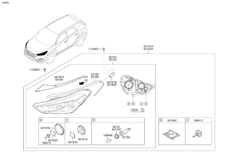 2018 Hyundai Tucson Headlamp Dust Cap Diagram for 92140-D3200