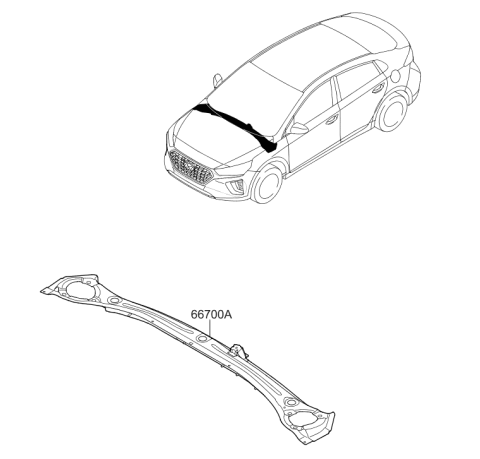 2022 Hyundai Ioniq Cowl Complete Panel Assembly Diagram for 66700-G2000