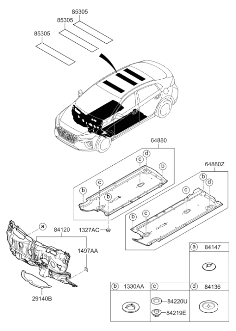 2022 Hyundai Ioniq Cover-Engine Under,Rear Diagram for 84191-G2000