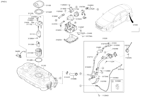 2021 Hyundai Ioniq Label-Fuel Filler Door Diagram for 31038-G2000