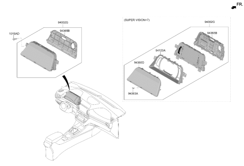 2020 Hyundai Ioniq Instrument Cluster Assembly Diagram for 94071-G2610