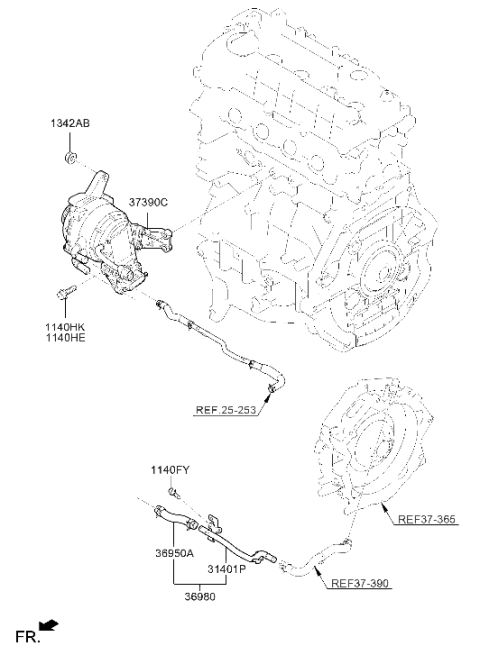 2021 Hyundai Ioniq Pipe Diagram for 36950-2B001