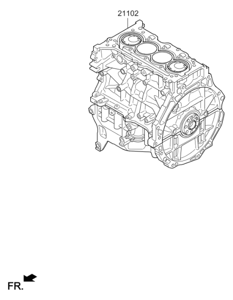 2021 Hyundai Ioniq Engine Assembly Short Diagram for 2B042-03U00