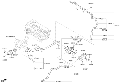 2020 Hyundai Ioniq Coolant Inlet Fitting Diagram for 25631-03HA0
