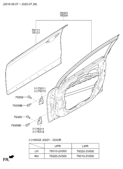 2020 Hyundai Ioniq Hybrid Panel-Front Door Diagram 2