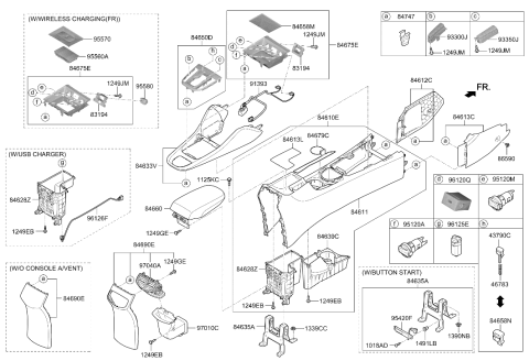 2020 Hyundai Ioniq Console Tray Mat Diagram for 84627-G2010
