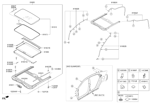 2021 Hyundai Ioniq Sunroof Motor Assembly Diagram for 81631-G2000