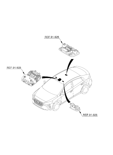2022 Hyundai Ioniq Sunvisor & Head Lining Diagram 2