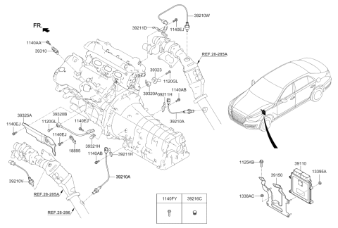 2019 Hyundai Genesis G90 Flange Nut Diagram for 13396-06007-C