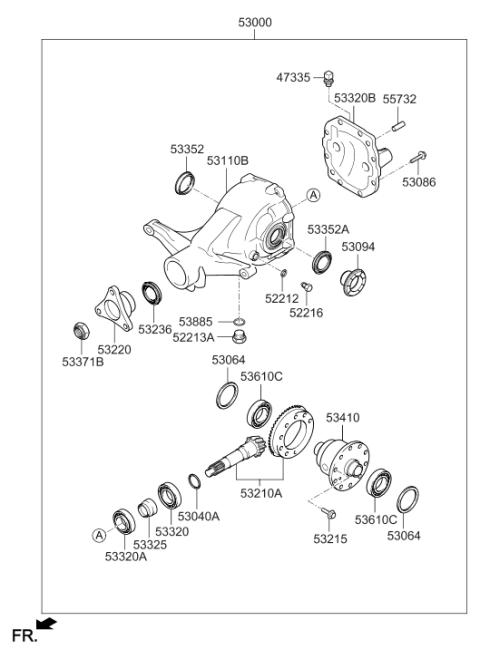 2017 Hyundai Genesis G90 Differential Carrier Assembly Diagram for 53000-4J023