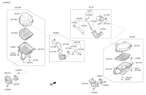 2019 Hyundai Genesis G90 Air Intake Hose Assembly Diagram for 28140-D2000