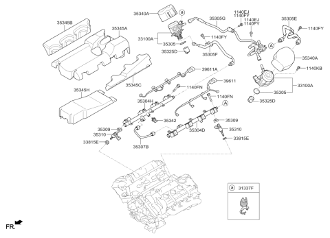 2018 Hyundai Genesis G90 Foam-Pipe,Upper Diagram for 35345-3LTP0