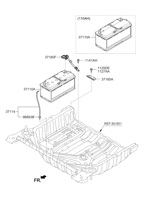 2019 Hyundai Genesis G90 Battery Sensor Assembly Diagram for 37180-D2000