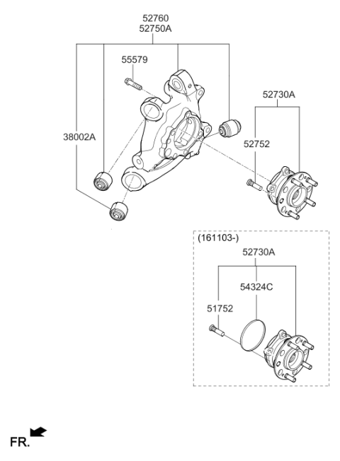 2019 Hyundai Genesis G90 Rear Axle Carrier Assembly Left Hand Diagram for 52710-D2000