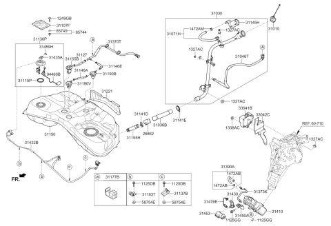 2019 Hyundai Genesis G90 Fuel Tank Assembly Diagram for 31150-D2500
