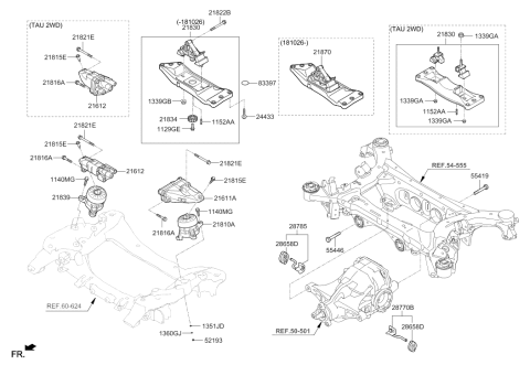 2017 Hyundai Genesis G90 Engine Mounting Bracket Assembly Diagram for 21810-D2500
