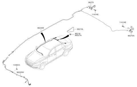 2017 Hyundai Genesis G90 Combination Antenna Assembly Diagram for 96210-D2090-YG6