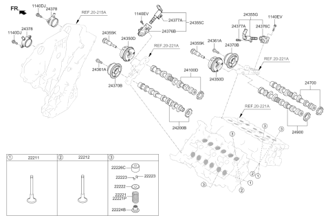 2017 Hyundai Genesis G90 Exhaust Valve Diagram for 22212-3L200