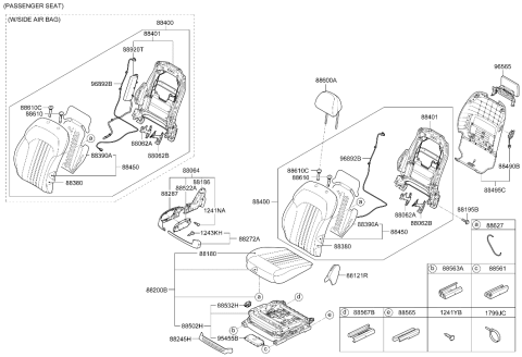 2017 Hyundai Genesis G90 Front Seat Cushion Assembly Right Hand Diagram for 88200-D2053-VHH