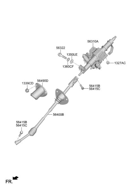 2018 Hyundai Genesis G90 Steering Column Assembly Diagram for 56310-D2500