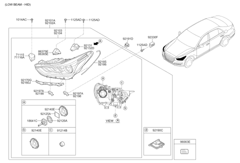 2017 Hyundai Genesis G90 Bulb Diagram for 18647-35006