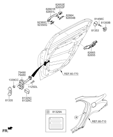 2017 Hyundai Genesis G90 Rear Door Checker Assembly Left Hand Diagram for 79480-D2500