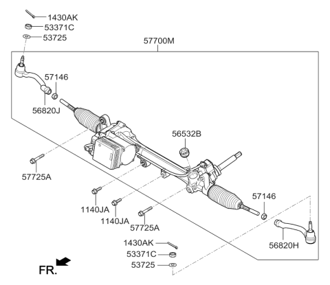 2019 Hyundai Genesis G90 Gear & Linkage Assembly-MDPS Diagram for 57700-D2000