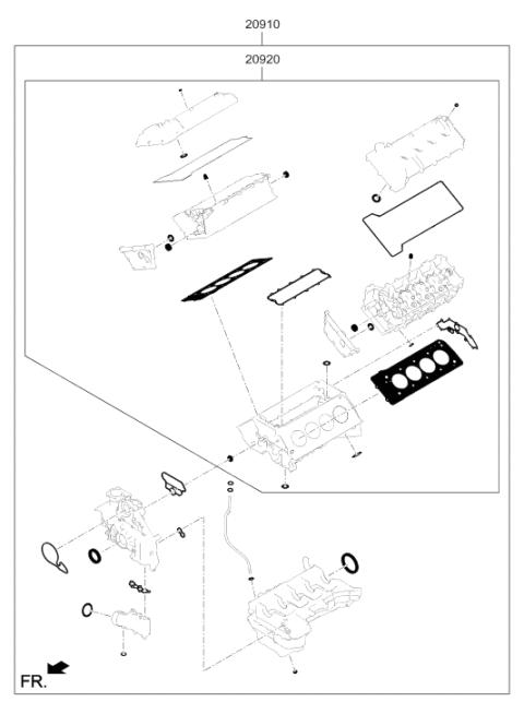 2019 Hyundai Genesis G90 Engine Gasket Kit Diagram 2