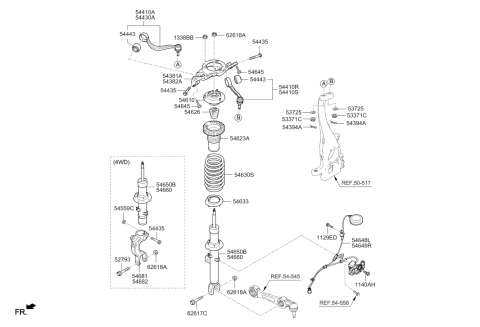 2019 Hyundai Genesis G90 Front Strut Assembly Right Diagram for 54606-D2471