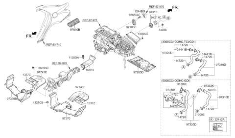 2017 Hyundai Genesis G90 Air Extractor Grille Assembly Diagram for 97510-B1000