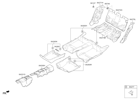 2017 Hyundai Genesis G90 Pad-Intermediate Floor,RH Diagram for 84271-D2000