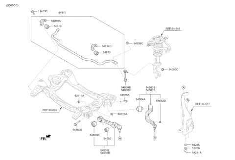 2019 Hyundai Genesis G90 Front Stabilizer Bar Assembly Diagram for 54810-D2240