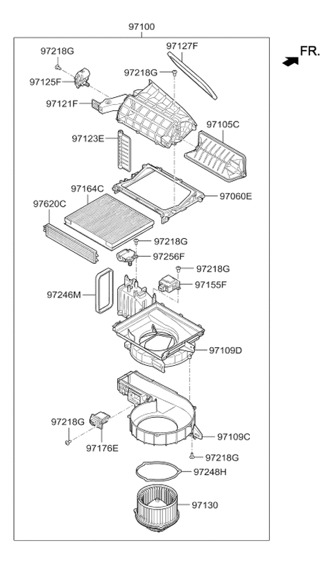 2017 Hyundai Genesis G90 Cabin Air Filter Diagram for 97133-B1000