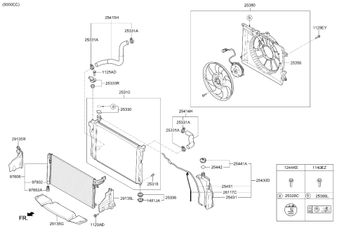 2017 Hyundai Genesis G90 Air Guard Left Diagram for 29136-D2000