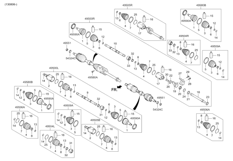 2012 Hyundai Azera Drive Shaft-Front Diagram 2