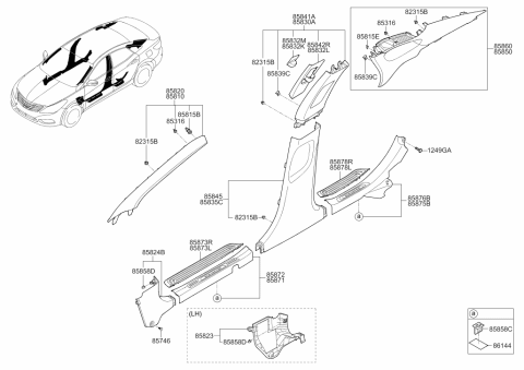 2012 Hyundai Azera Height Adjuster Knob Left Hand Diagram for 85834-3V000-TX