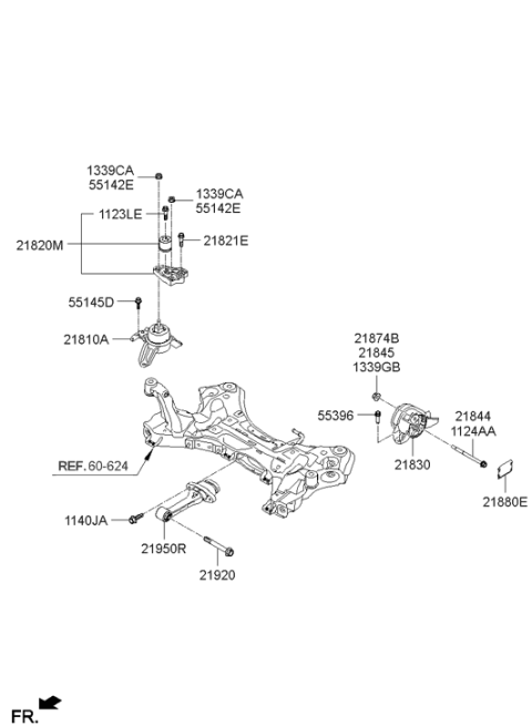 2012 Hyundai Azera Engine Mounting Bracket Assembly Diagram for 21810-3V250