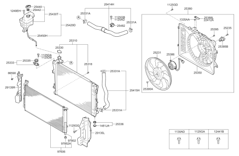 2011 Hyundai Azera Radiator Hose Assembly Upper Diagram for 25414-3V200