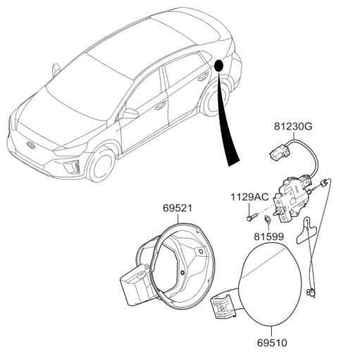 2017 Hyundai Ioniq Housing Assembly-Fuel Filler Diagram for 69513-G7000