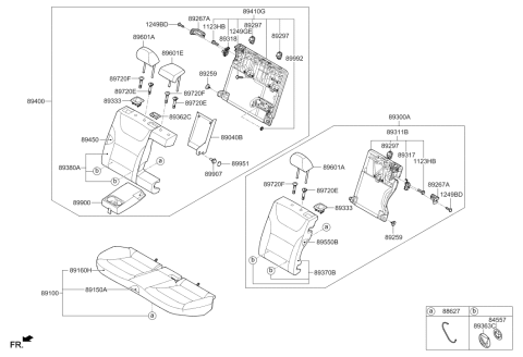 2019 Hyundai Ioniq Rear Seat Back Armrest Assembly Diagram for 89900-G7200-SHU