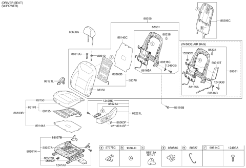 2017 Hyundai Ioniq Left Hand Track Assembly Diagram for 88500-G2151-T9Y