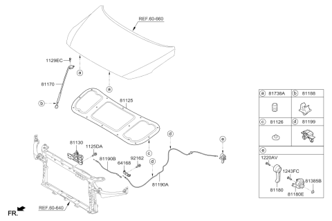 2017 Hyundai Ioniq Hood Latch Assembly Diagram for 81130-G2000