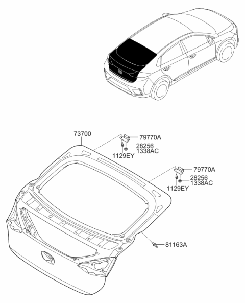 2018 Hyundai Ioniq Hinge Assembly-Tail Gate Diagram for 79770-G2000
