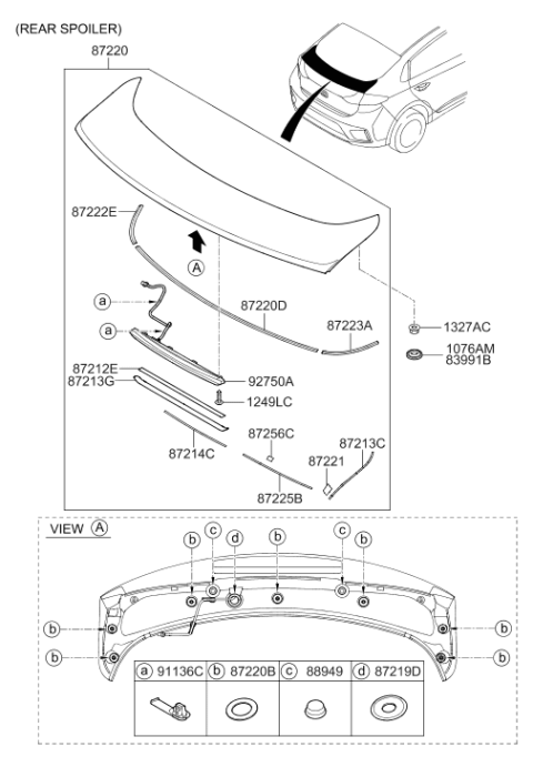 2018 Hyundai Ioniq Lip Assembly-Rear Spoiler Center Diagram for 87220-G2000