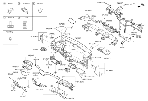 2019 Hyundai Ioniq Cluster Facia Panel Assembly Diagram for 84830-G2000-4X