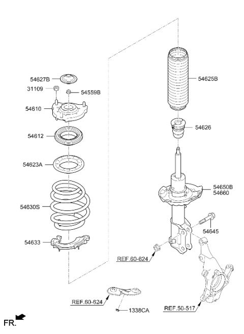 2018 Hyundai Ioniq Front Spring Diagram for 54630-G7100