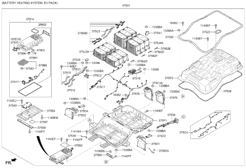 2019 Hyundai Ioniq Battery Module Assembly-Type D Diagram for 375J4-G7050